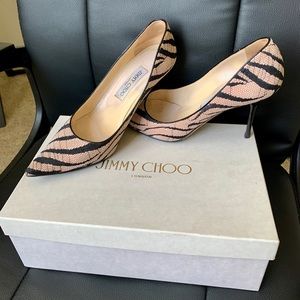 Jimmy Choo Abel Zebra Lace Suede Vintage Rose 38.5